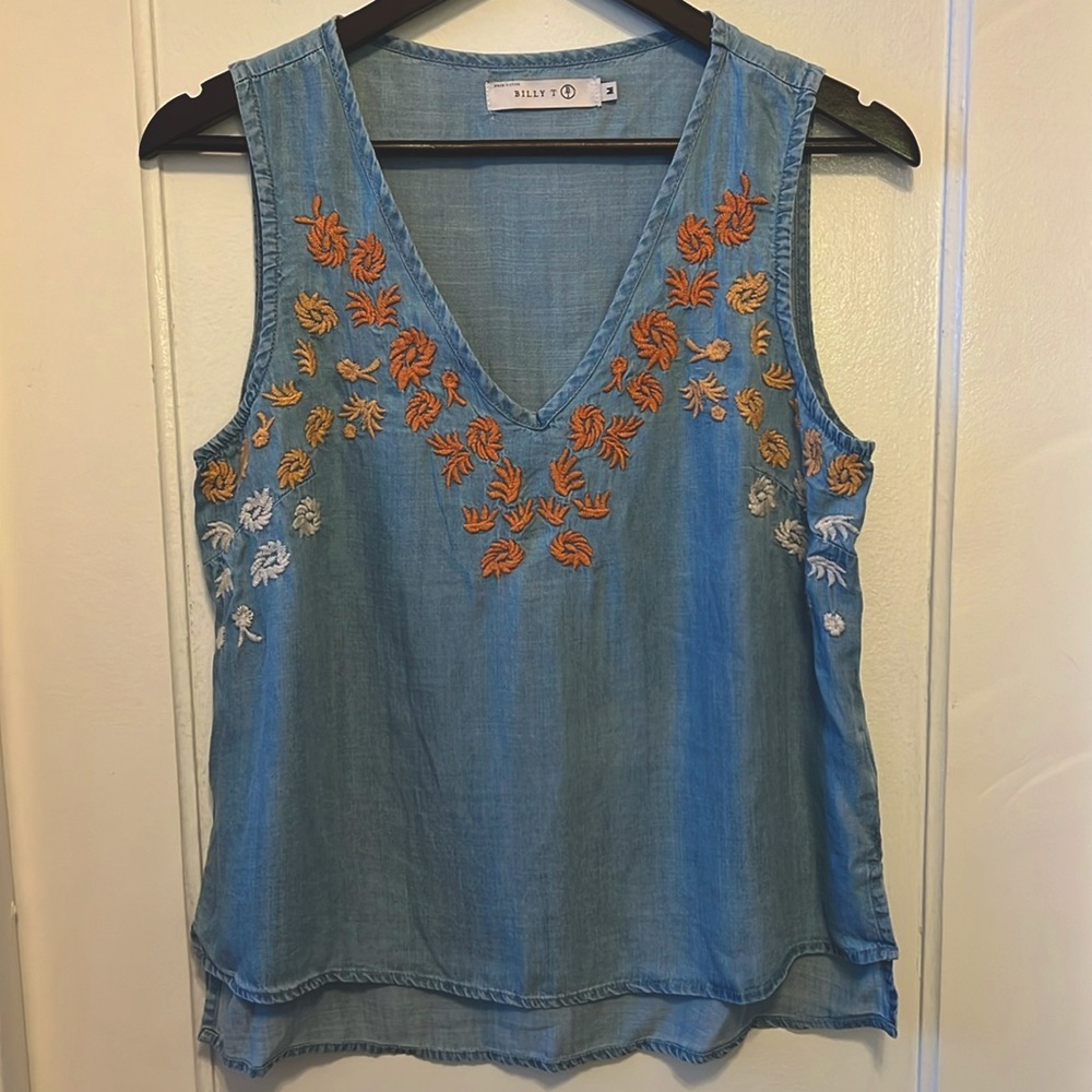 Billy T Chambray Denim-Style Tank - Medium
